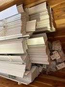 Cedar chest and (10) white faux wood blinds - 34.5" wide