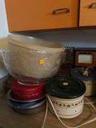 CROCKPOTS, ROASTER, BOWLS, LAMP AND TORCH