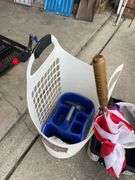 PLASTIC HAMPER, BASKET, UMBRELLAS