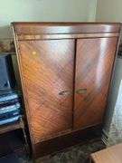 VINTAGE WOODEN ARMOIRE WITH DRAWERS INSIDE