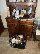 WOODEN HUTCH WITH CONTENTS
