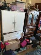 PAIR OF CABINETS LOADED WITH CRAFT GOODS