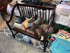 WOODEN BENCH AND ASSORTED GAMES
