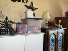 PAIR OF CABINETS LOADED WITH CRAFT GOODS