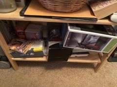 WOODEN DISPLAY SHELF, WALL SHELVES, DECOR, CD'S, AND MORE