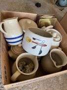 VARIETY OF STONEWARE PITCHERS AND CANISTERS