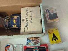 (5) Desert Storm trading card wax boxes- (2) factory sealed, and other Desert Storm cards and items
