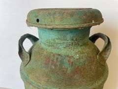 Green milk can - 24" tall
