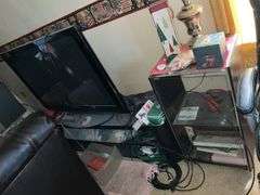 TV W/STAND, CABINET AND ALL CONTENTS