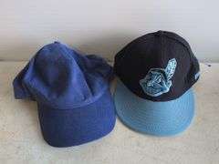 Vintage blue Indians hat and blue hat