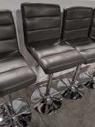 (4) matching grey leather swivel adjustable bar stools