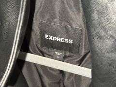Express Black Leather Jacket (Size M) and NovaMen Red Snakeskin Print Leather Jacket (Size L)