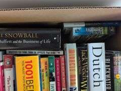 Box of books - historical, business, fiction, and more