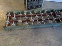 Vintage post office boxes and antique conveyor rollers