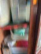 WOODEN AND STAINED GLASS TYPE CORNER CABINET 84" X 42"