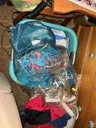 LARGE LOT OF COOLER, BAGS, MASSAGER, RUSTIC DECOR