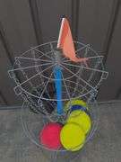 Disc golf free standing basket with (9) discs