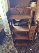 DISPLAY CUPBOARD, WOODEN SHELVING, HALL TREE AND MORE