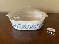 Corning Ware Blue Scroll/Ocean View Casserole Dish with Lid