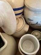 VARIETY OF STONEWARE PITCHERS AND CANISTERS