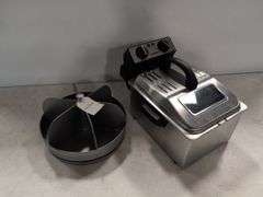 Cuisinart mini deep fryer and spinning metal tray - both like new