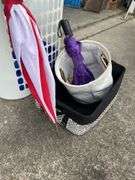 PLASTIC HAMPER, BASKET, UMBRELLAS