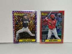 2025 Topps Cade Povich 35th Anniversary Purple Refractor RC (#’d 33/50) and 2025 Topps Rece Hinds 35