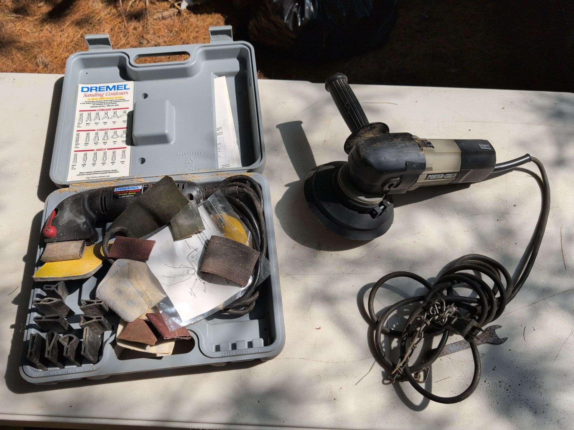 Dremel contour sander and Porter Cable orbit sander
