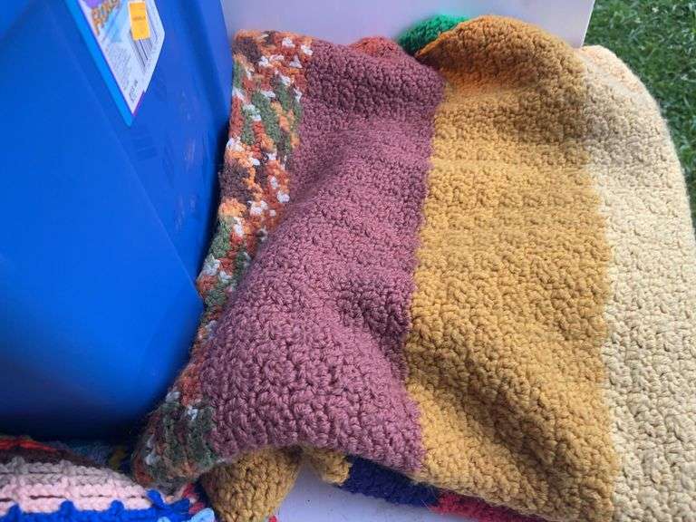 Tote with Afghans and Blanket
