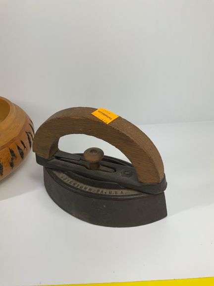 Vintage Sad Iron, Vintage Copper Tea Pot, Vintage Sifter, Nut Cracker Bowl