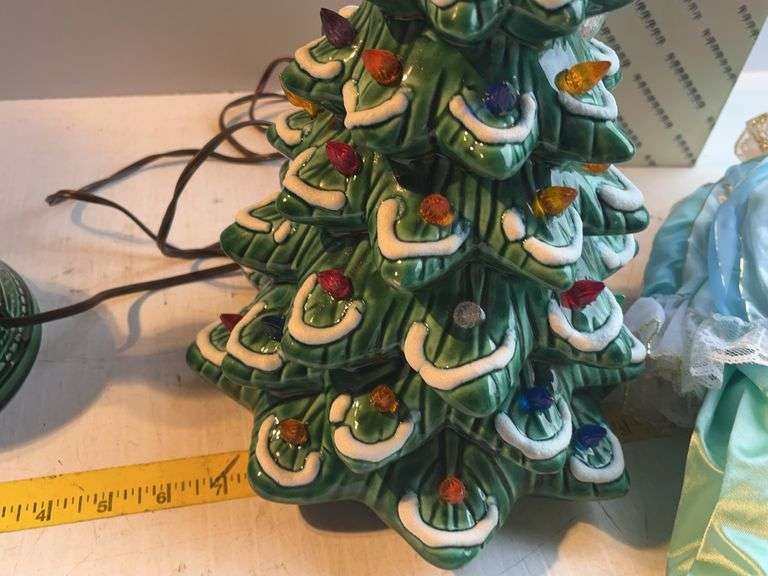 20” Pierrot Doll & Ceramic Lighted Christmas Tree