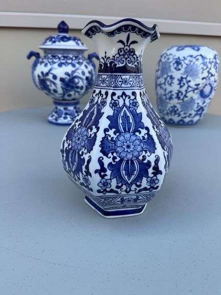 (3) Blue and White Spice Jars