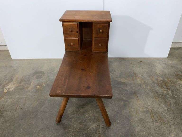 Wooden End Table With Drawers