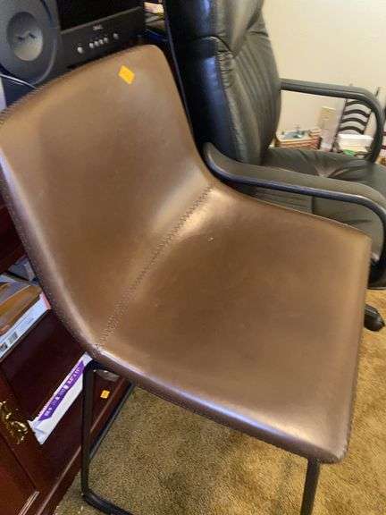 Black Rolling Office Chair, Leather Barstool