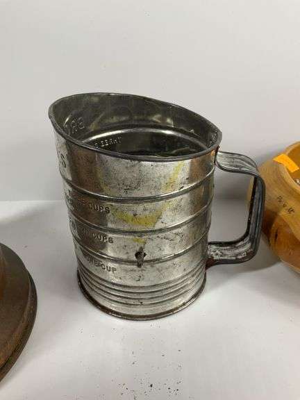 Vintage Sad Iron, Vintage Copper Tea Pot, Vintage Sifter, Nut Cracker Bowl