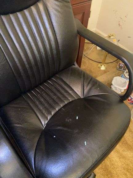 Black Rolling Office Chair, Leather Barstool