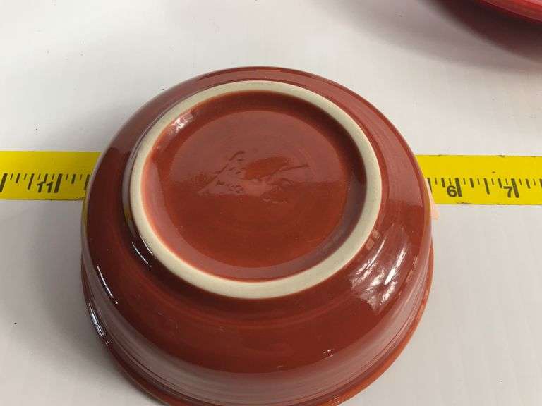 Red Fiesta Ware Platter, Plate, 2 Bowls