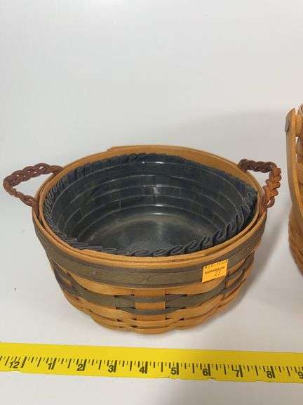 2 Round Longaberger Fruit Baskets, 1 Square Bee Basket