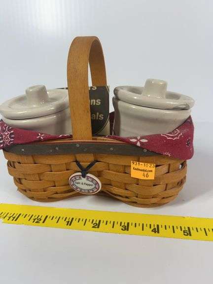 Longaberger Barbecue Buddy Basket with Salt and Pepper Crocks