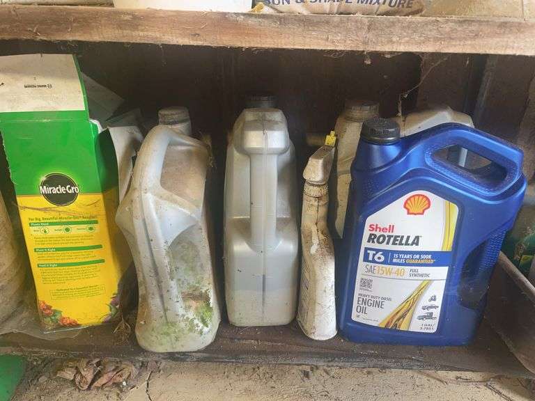 Contents of 2 Shelves - Including oils, Miracle Grow and More