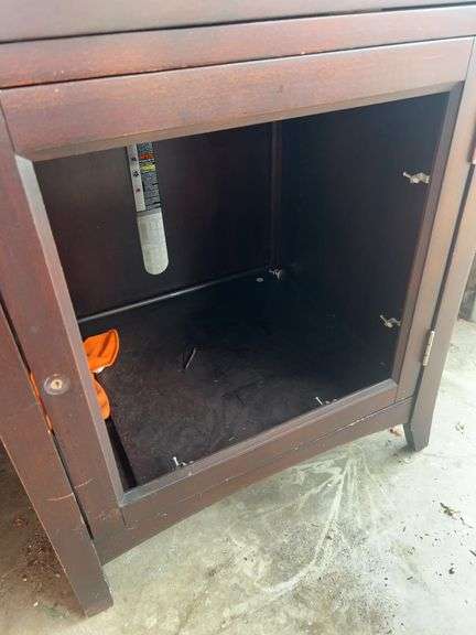 Wooden Cabinet with Light, ONE GLASS DOOR MISSING
