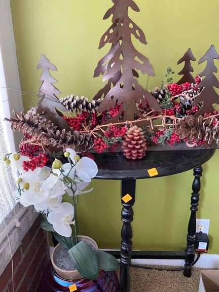 Wooden Side Table and Decor