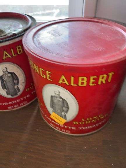 (2) Vintage Prince Albert Tobacco Cans, (2) Vintage Sir Walter Raleigh Tobacco Cans
