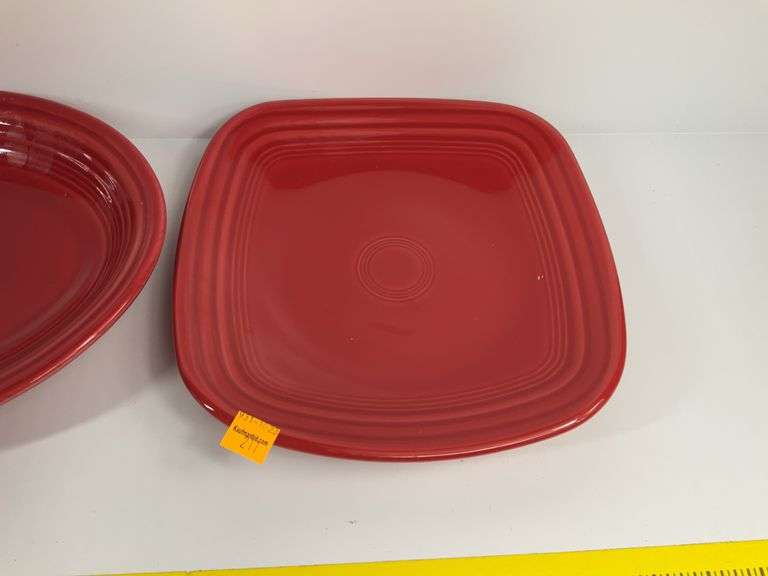 Red Fiesta Ware Platter, Plate, 2 Bowls