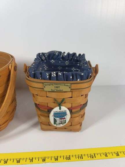 2 Round Longaberger Fruit Baskets, 1 Square Bee Basket