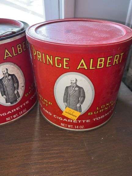 (2) Vintage Prince Albert Tobacco Cans, (2) Vintage Sir Walter Raleigh Tobacco Cans