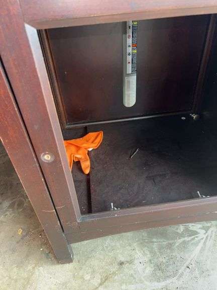 Wooden Cabinet with Light, ONE GLASS DOOR MISSING