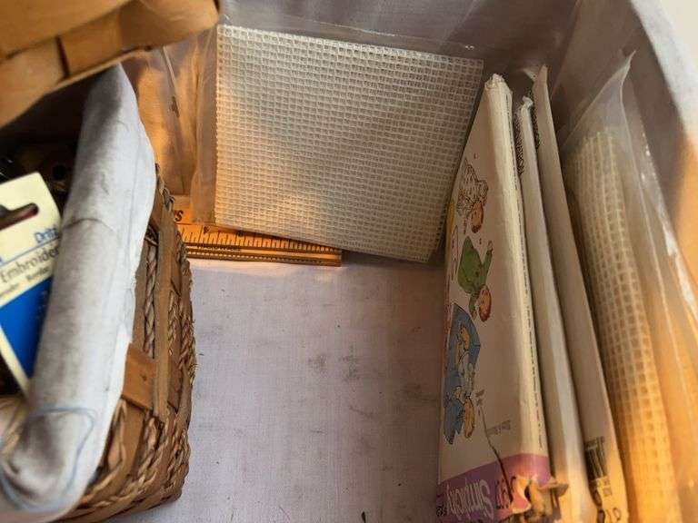 Sewing Basket with Patterns and Thread