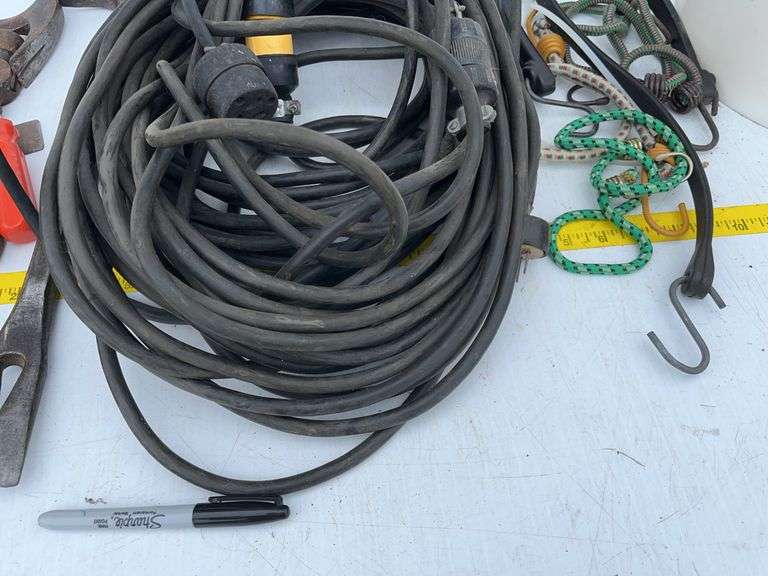 Bucket with Extension Cord and Handtools
