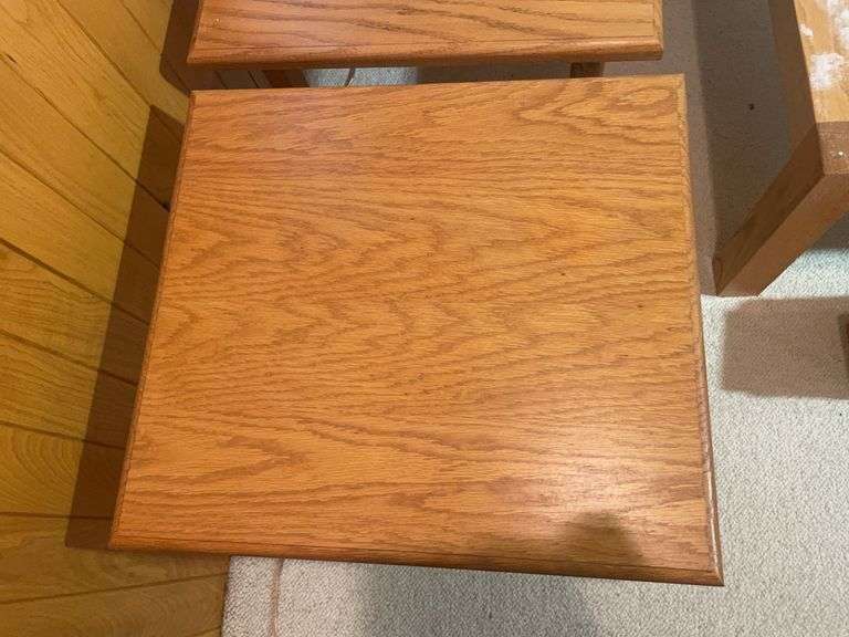 (3) wooden stands, dining chair, and other stands